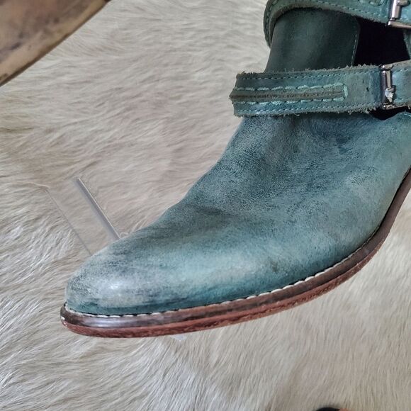 Free People Braeburn Ankle Boots Women's EU 36 US 5.5-6 Green Leather Boho - Picture 9 of 11